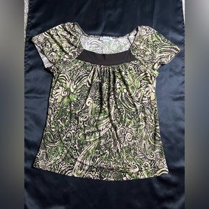 Carol Rose Brown And Green Printed Shirt